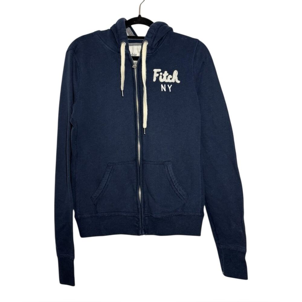 Abercrombie and Fitch Navy Blue Full Zip Hoodie - Large